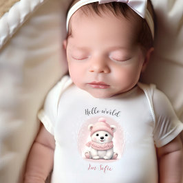 Niedlich rosa Polar Bear Name Girl Baby Bodysuit Strampler