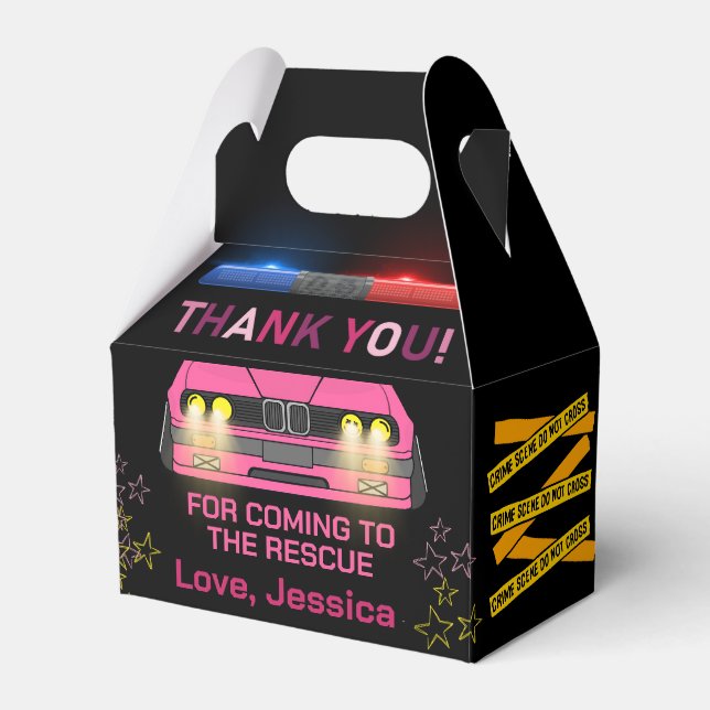 Niedlich-rosa-Polizeimädchen Geburtstagsparty Geschenkschachtel (Vorderseite)