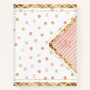 Niedlich-Rosa-Polka-Dot-Monogramm Notizbuch