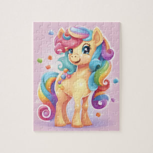 Niedlich rosa Pony mit Bonbons und Süßigkeiten Puzzle