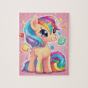 Niedlich rosa Pony mit Bonbons und Süßigkeiten Puzzle