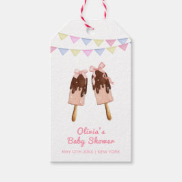 Niedlich-rosa Popcicle Bow Ice Cream Baby Dusche Geschenkanhänger