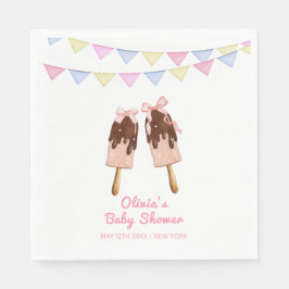 Niedlich-rosa Popcicle Bow Ice Cream Baby Dusche Serviette