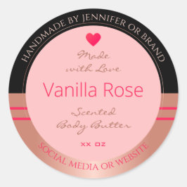 Niedlich-rosa Produktmarken Schwarz-Rose-Gold-Rahm Runder Aufkleber