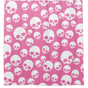 Niedlich rosa Random Skulls Muster Duschvorhang