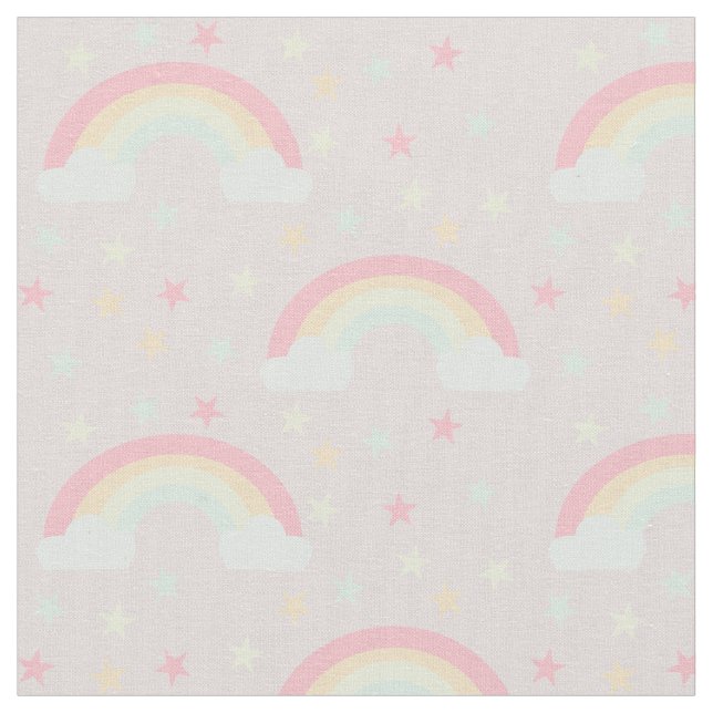 Niedlich rosa Regenbogen & Stars Cloud Soft Pastel Stoff (Nahaufnahme)