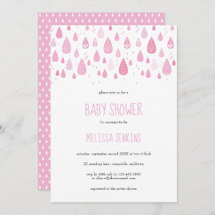 Niedlich-rosa-Regentropfen Kinderdusche / Sprinkle Einladung