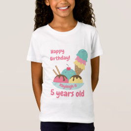 Niedlich rosa Retro Eiscreme Geburtstag T-Shirt