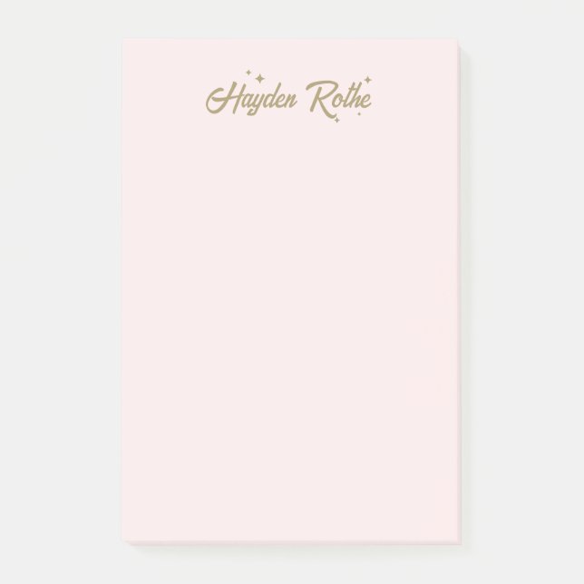 Niedlich rosa Retro-Schriftart und Stars Post-it Klebezettel (Vorderseite)