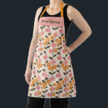 Niedlich rosa Retro Schürze<br><div class="desc">Eine niedliche Schürze aus rosa und orangefarbenen Retro-Blumen. Personalisieren Sie es mit Ihrem Namen. Entworfen für Sie von BlackBerry Boulevard.</div>