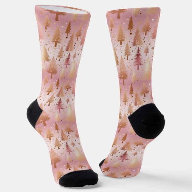Niedlich rosa Rose Gold Treppen Festivals Muster Socken (Gewinkelt)