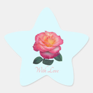 Niedlich rosa Rose mit Aufkleber für die Liebe