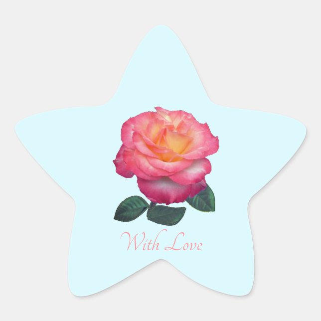 Niedlich rosa Rose mit Aufkleber für die Liebe (Vorderseite)