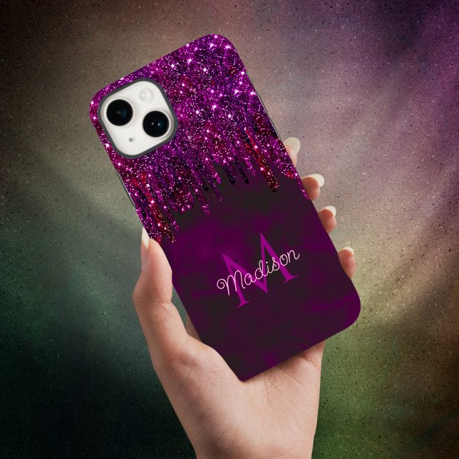 Niedlich Rosa Rot Einhorn Glitzer Tropfen Monogram Case-Mate iPhone Hülle (Von Creator hochgeladen)