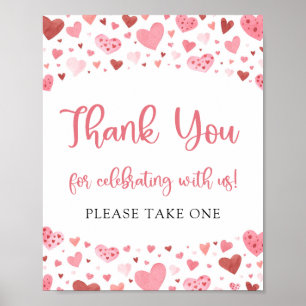 Niedlich Rosa Rote Herzen Valentine Vielen Dank fü Poster