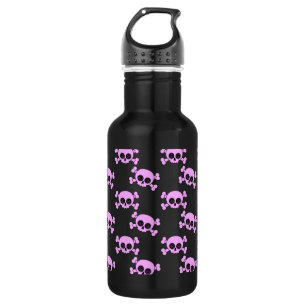 Niedlich rosa Schädel und Kreuzknochen Trinkflasche