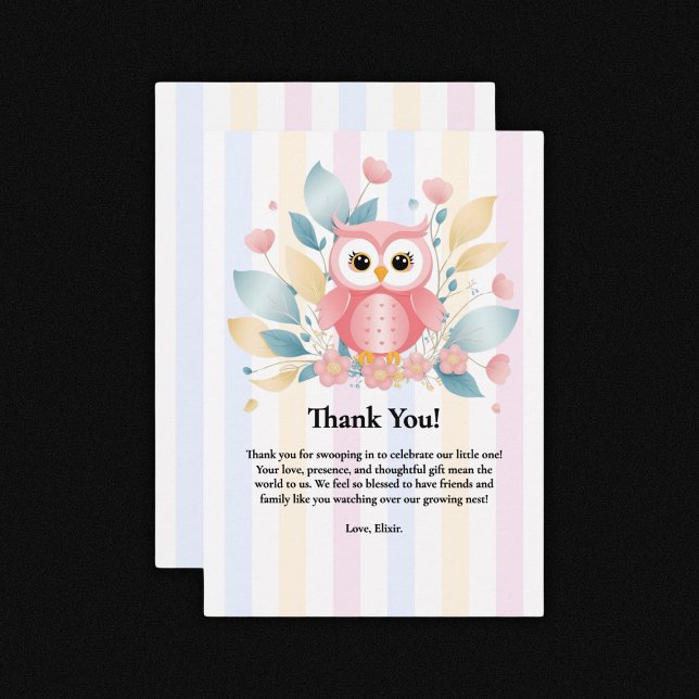 Niedlich rosa Schale Pastell Blumenmuster Babydusc Dankeskarte (Von Creator hochgeladen)