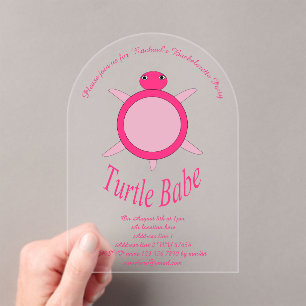 Niedlich rosa Schildkröte Babe Custom Junggeselinn Acryleinladungen