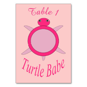 Niedlich rosa Schildkröte Babe Custom Tablecard Tischnummer