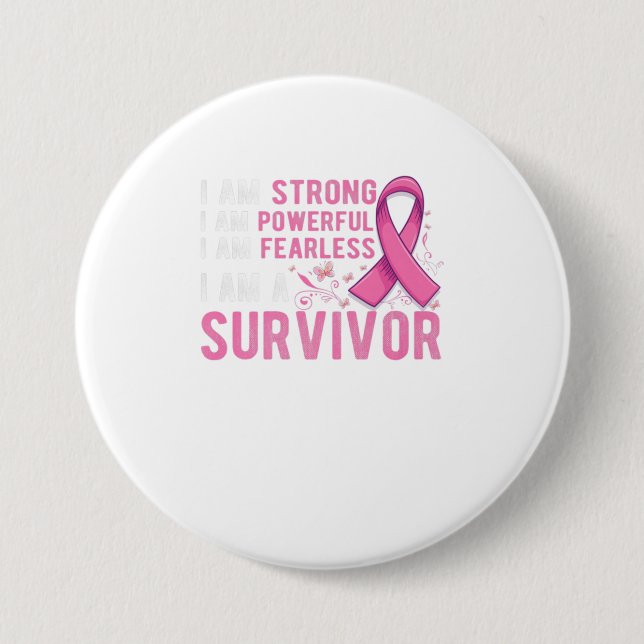 Niedlich rosa Schmetterling zur Unterstützung von  Button (Vorderseite)