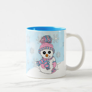Niedlich rosa Schneeschuh Weihnachtsfeiertage Zweifarbige Tasse