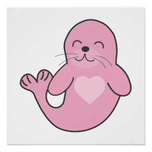 Niedlich rosa Siegel Poster