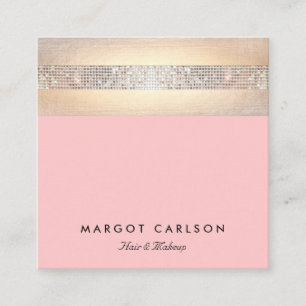 Niedlich rosa Silver Sequin Gold Beauty Salon Quadratische Visitenkarte