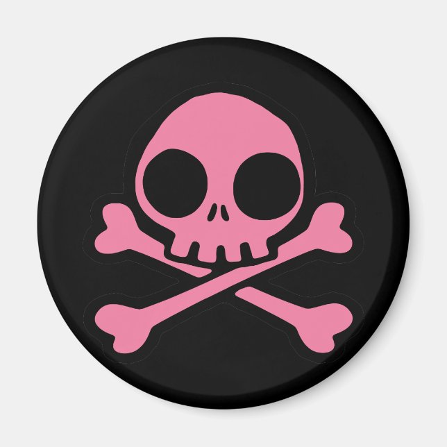 Niedlich rosa Skull Magnet (Vorne)