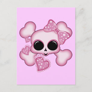 Niedlich rosa Skull Postkarte