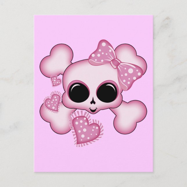 Niedlich rosa Skull Postkarte (Vorderseite)