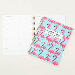 Niedlich rosa Sommer bemalt Flamingo Muster Blau Planer