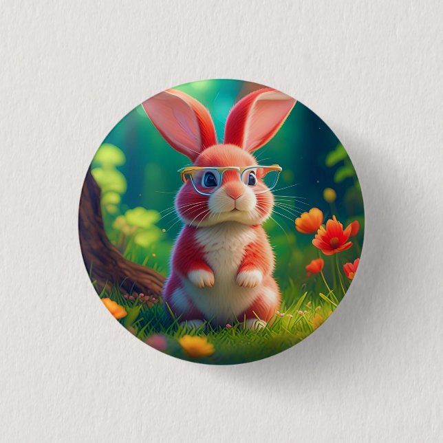 Niedlich rosa Sonnenblase auf grünem Gras Button (Vorderseite)