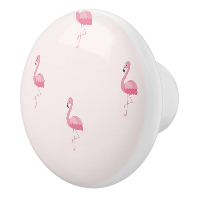 Niedlich rosa stehendes Flamingo Keramikknauf (Rechts)