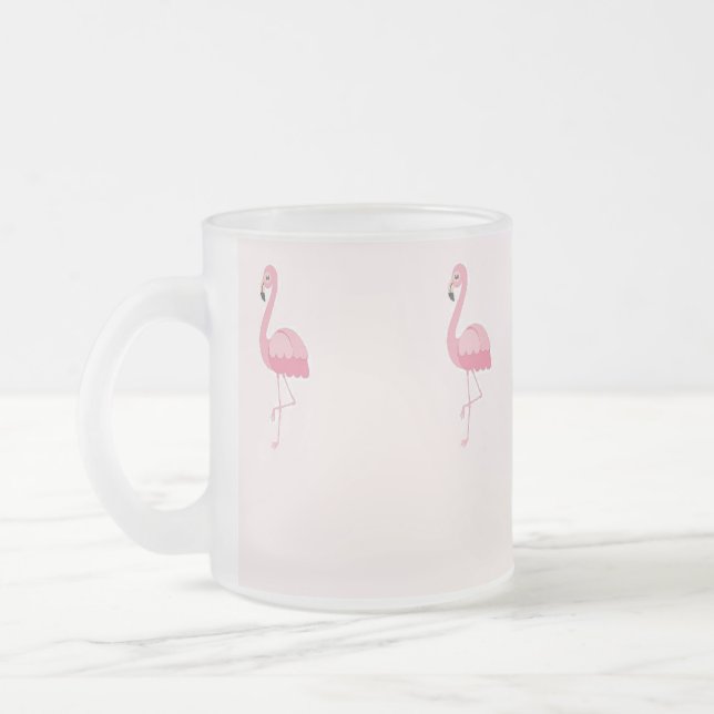 Niedlich rosa stehendes Flamingo Mattglastasse (Links)