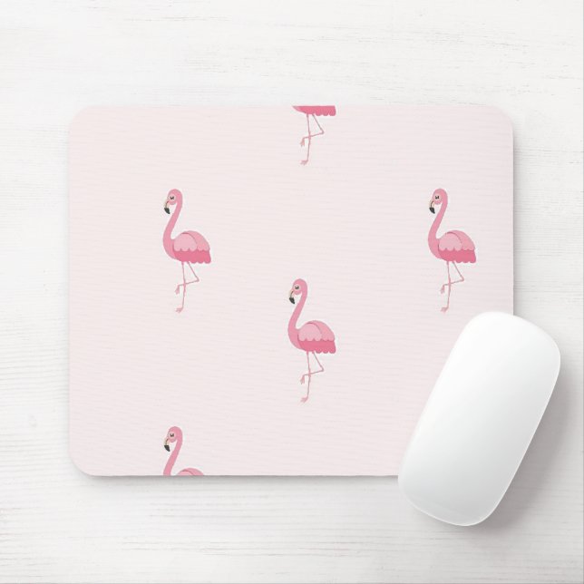 Niedlich rosa stehendes Flamingo Mousepad (Mit Mouse)