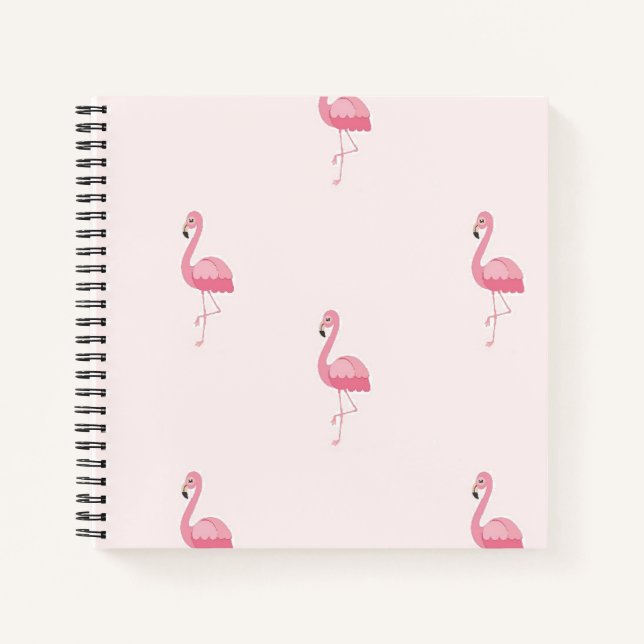 Niedlich rosa stehendes Flamingo Notizbuch (Vorderseite)