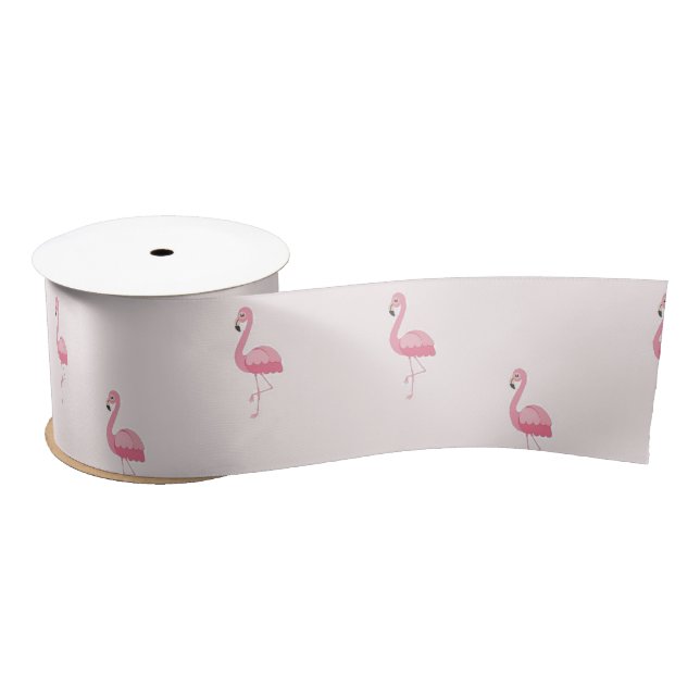 Niedlich rosa stehendes Flamingo Satinband (Spule)