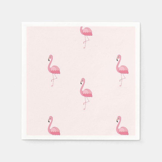 Niedlich rosa stehendes Flamingo Serviette (Vorderseite)