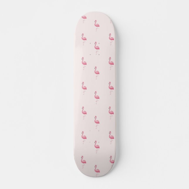 Niedlich rosa stehendes Flamingo Skateboard (Vorne)
