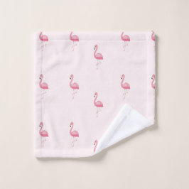 Niedlich rosa stehendes Flamingo Waschlappen