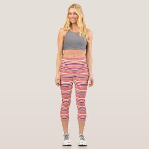 Niedlich rosa Streifen Capri Leggings