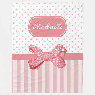 Niedlich rosa Streifen Girly Polka Dot Bow mit Nam Fleecedecke