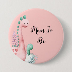 Niedlich rosa und Aquamarine Dinosaurier Kinderdus Button