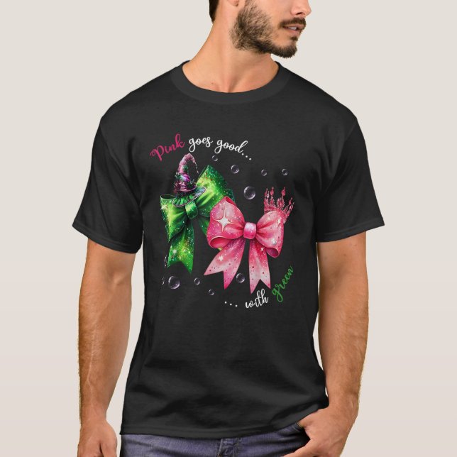 Niedlich Rosa und grüner Coquette Bow T-Shirt (Vorderseite)
