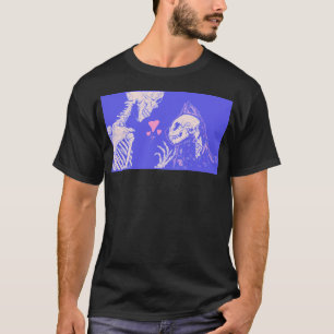 Niedlich rosa und Lila Skelett mit Katze - gespiel T-Shirt