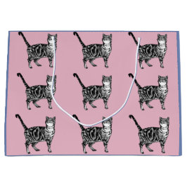 Niedlich rosa und Lila Tabby Cat Cats Kunstgiftbeu Große Geschenktüte