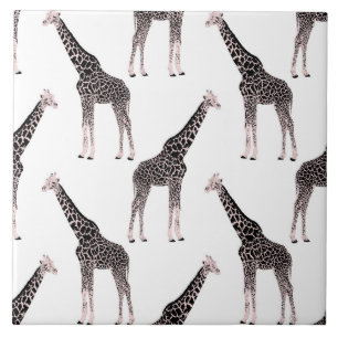 Niedlich rosa und schwarz Giraffe Weißes Design Fliese