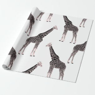 Niedlich rosa und schwarz Giraffe Weißes Design Geschenkpapier