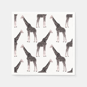 Niedlich rosa und schwarz Giraffe Weißes Design Serviette