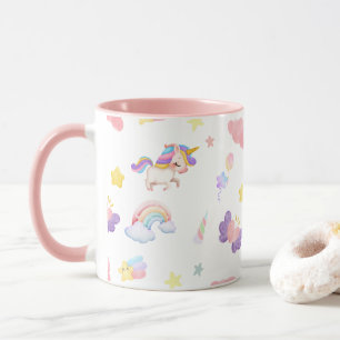 Niedlich rosa, unicorone Regenbogen Balloon Muster Tasse